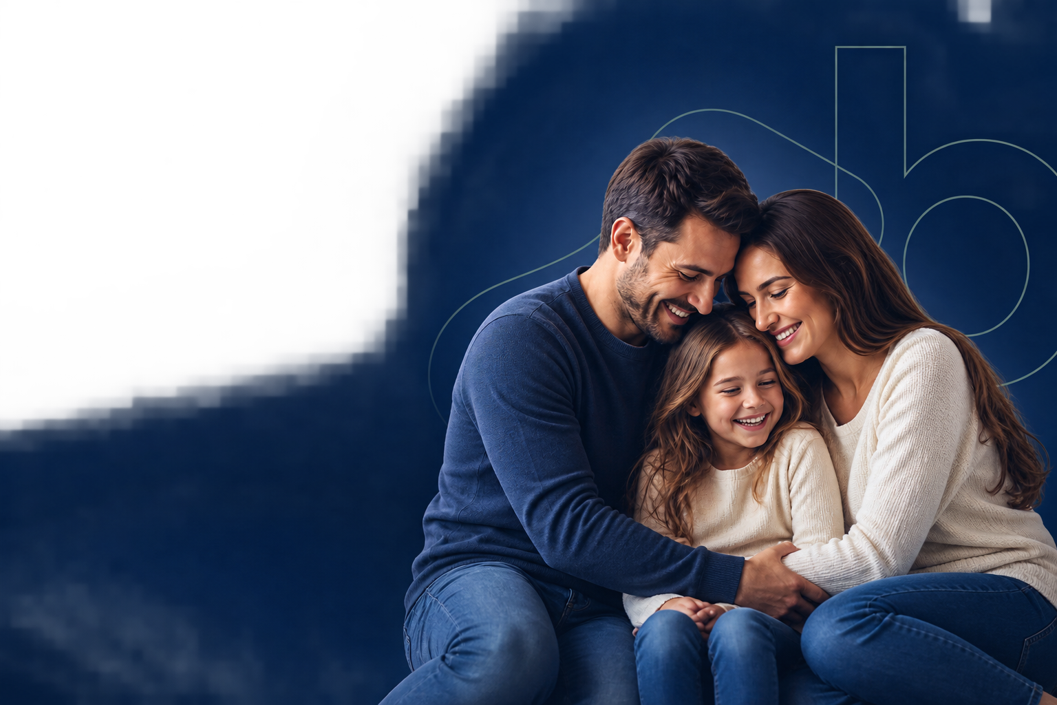 Família abraçada representando proteção e segurança